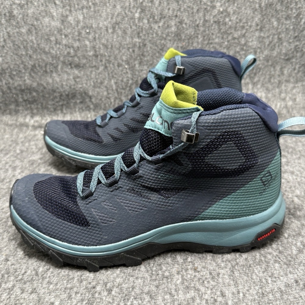 Salomon Outline Mid GTX Hiking Boots 404846 Navy Blazer Hydro Womens US Size 6.5 - Picture 6 of 12